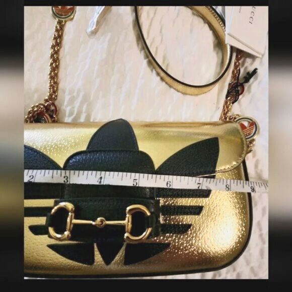 BNIB Ltd.Ed. GUCCI x ADIDAS Gold Metallic Leather Handbag #722009520981 $4250